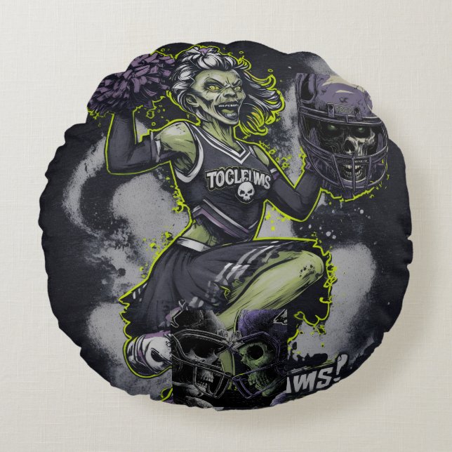 Zombie Cheerleader Horror Art Throw Pillow (Front)