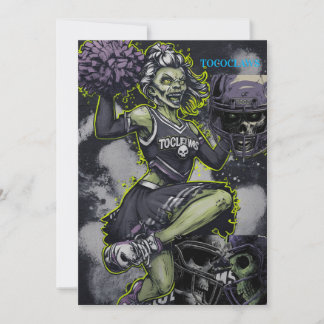 Zombie Cheerleader Horror Art Throw Pillow Invitation