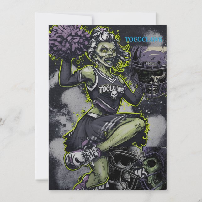 Zombie Cheerleader Horror Art Throw Pillow Invitation (Front)