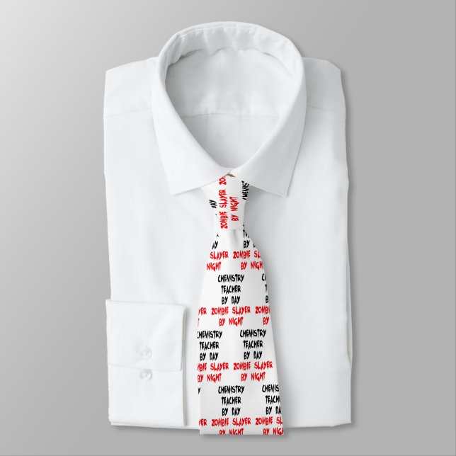 Zombie Chemistry Teacher Joke Tie (Tied)