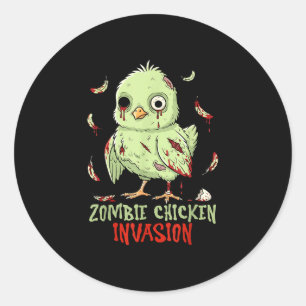 Zombie chicken invasion cute undead chick classic round sticker