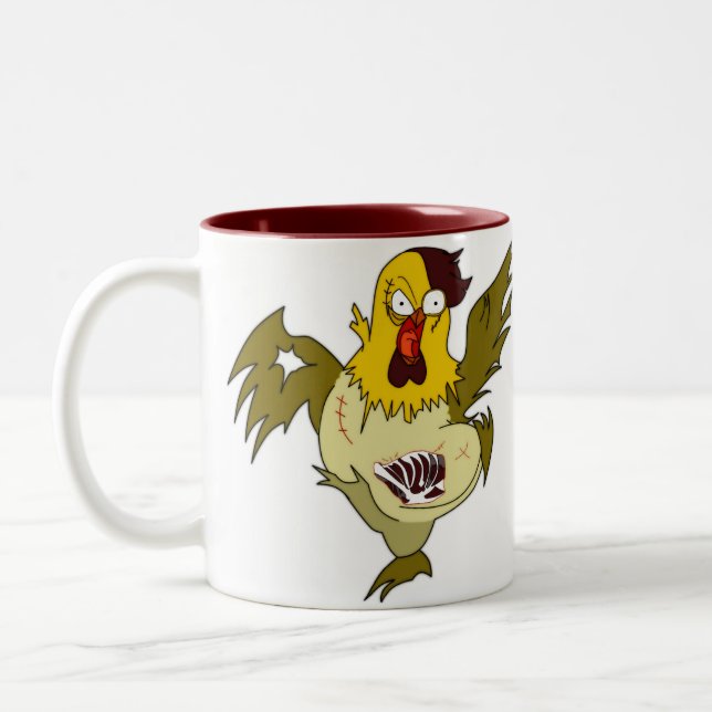 Zombie Chicken Two-Tone Coffee Mug (Left)