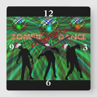Zombie Christmas Disco Dance Square Wall Clock