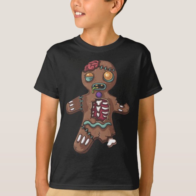 Zombie Christmas Gingerbread Man Funny X-Mas Holid T-Shirt (Front)