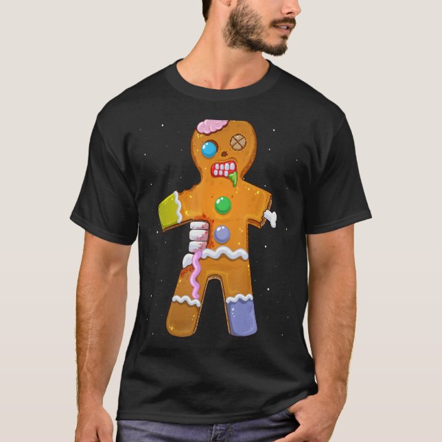 Zombie Christmas Gingerbread Man Scary Xmas Krampu T-Shirt (Front)