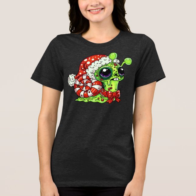 Zombie Christmas Snail Tri-Blend Shirt (Front)
