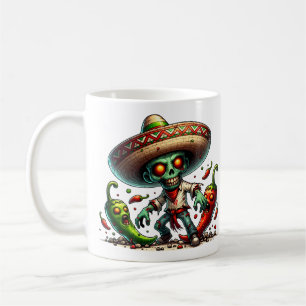 Zombie Cinco de Mayo Man and Hot Peppers Coffee Mug