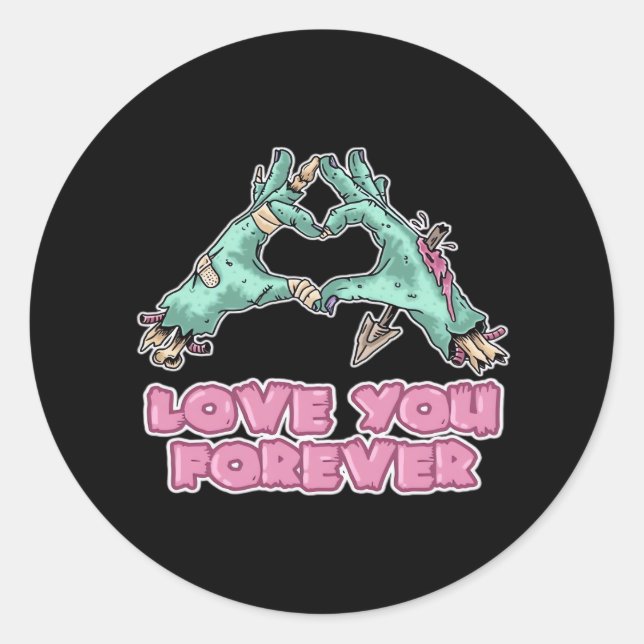 Zombie Classic - Skeleton Heart And Hands Classic Round Sticker (Front)