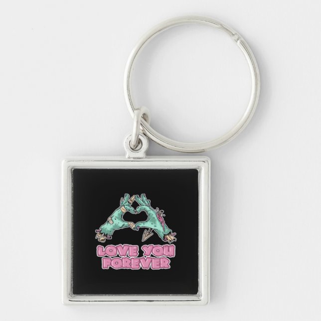 Zombie Classic - Skeleton Heart And Hands Key Ring (Front)