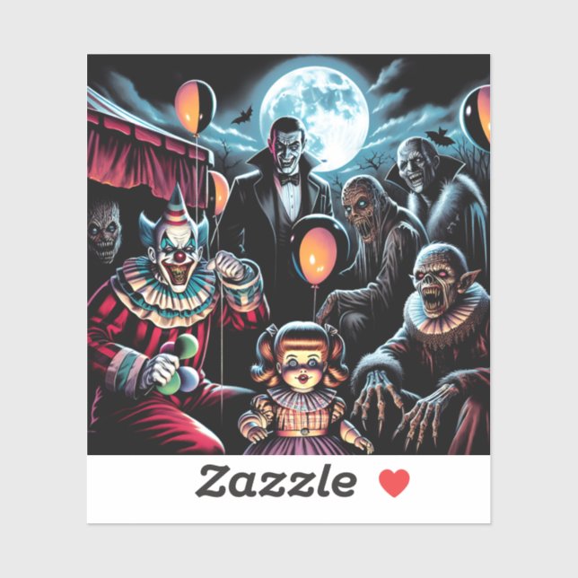 Zombie, Clown, Vamp and Haunted Doll Halloween (Sheet)