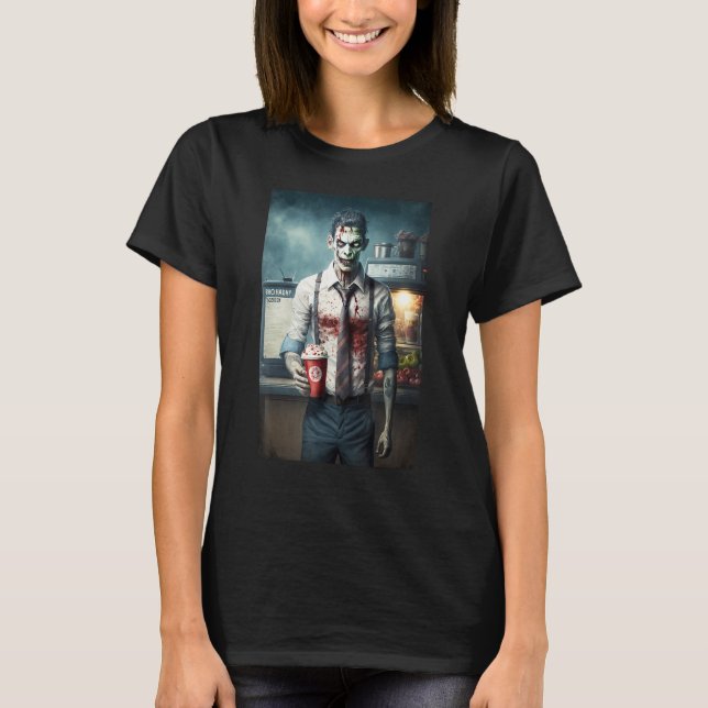 Zombie Coffee Barista   Zombies In Everyday Life S T-Shirt (Front)