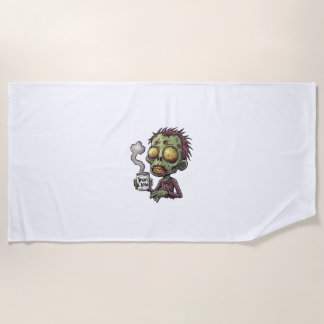 Zombie Coffee Time Beach Towel