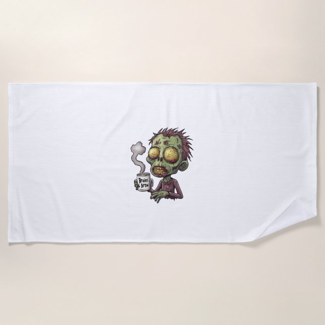  Zombie Coffee Time Beach Towel (Front)
