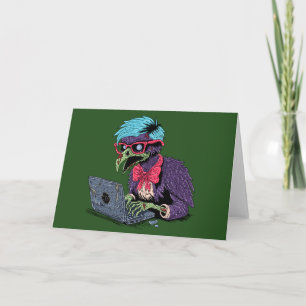 Zombie Computer Crow Card