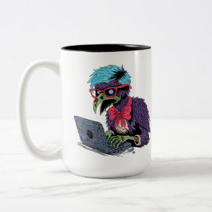 Zombie Computer Crow Two-Tone Coffee Mug