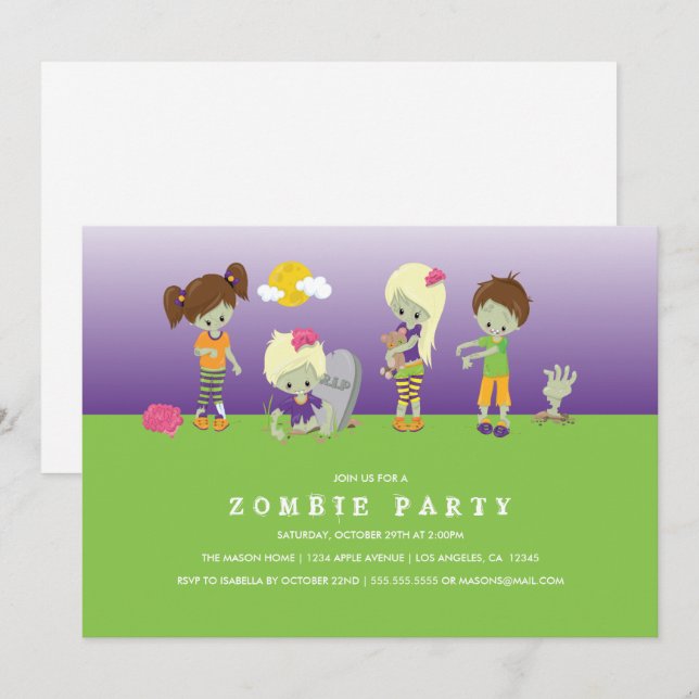 Zombie Costume Party Invitation (Front/Back)