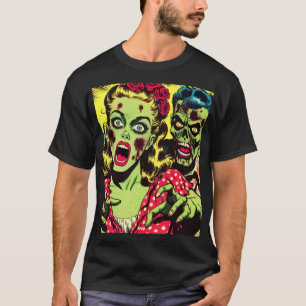 Zombie Couple Retro Comics T-Shirt