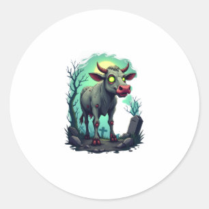 Zombie Cow Apocalypse Classic Round Sticker