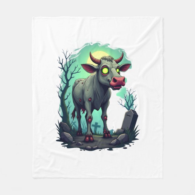 Zombie Cow Apocalypse Fleece Blanket (Front)