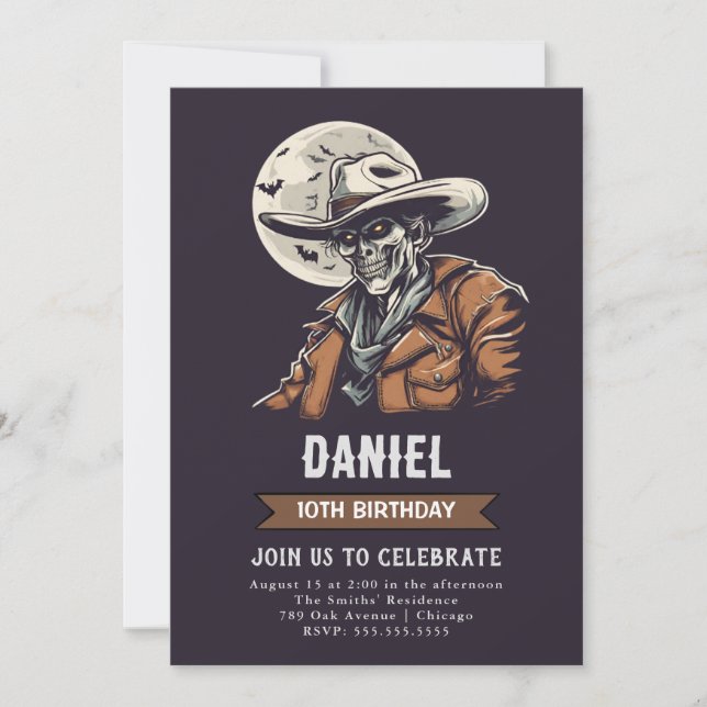 Zombie Cowboy Birthday Invitation (Front)