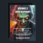 Zombie creature cartoon halloween party boys invitation<br><div class="desc">Unleash Your Inner Monster with the Ultimate Zombie Invitation! Dive into the dark, spooky fun this Halloween with our chilling 5x7 digital invitation, designed for those who revel in the macabre. A ghastly zombie with mousy grey hair and a tattered, oversized jacket stares directly at you from the depths of...</div>