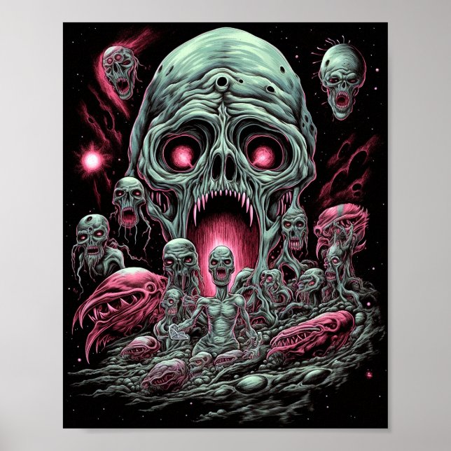 Zombie Creatures Sci-fi Horror Art Poster (Front)