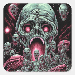 Zombie Creatures Sci-fi Horror Art Square Sticker