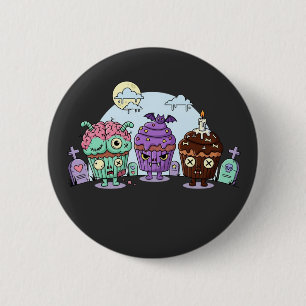 Zombie Cupcake Halloween 6 Cm Round Badge