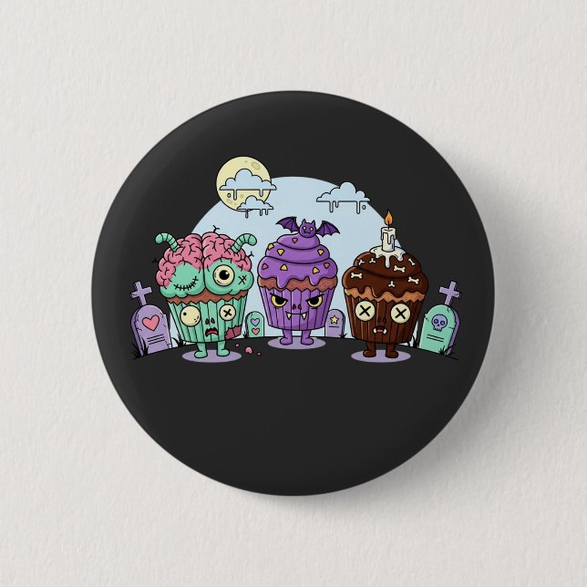 Zombie Cupcake Halloween 6 Cm Round Badge (Front)