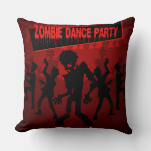 Zombie Dance Party Black & Orange Cushion