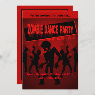 Zombie Dance Party Orange Invitation