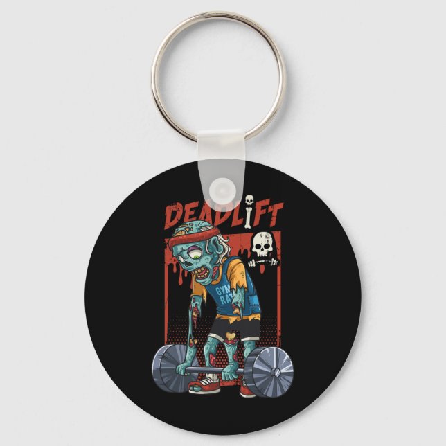 Zombie Deadlift Weight Lifting Halloween Fitness G Key Ring (Front)