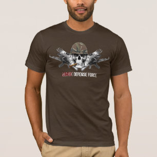 Zombie Defence Force Winged Skull with Helmet T-Shirt