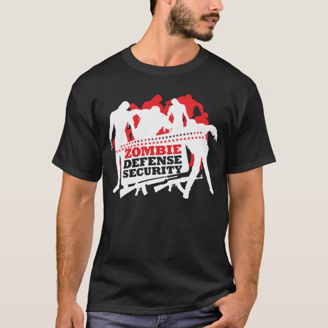 Zombie Defence Security - White and Red T-Shirt (Front)