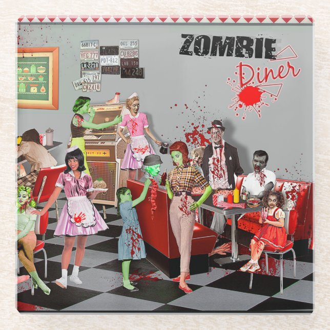 Zombie Diner Glass Coaster (Front)