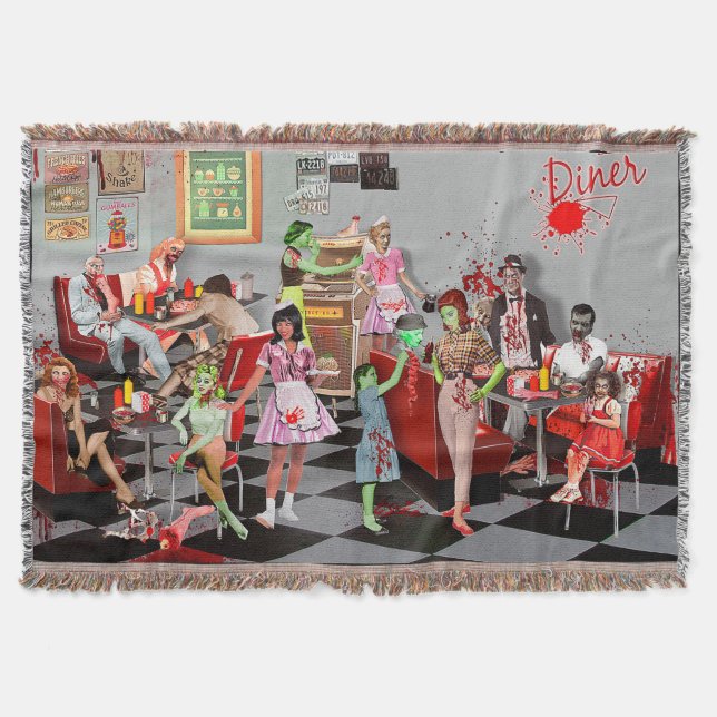 Zombie Diner Throw Blanket (Front)