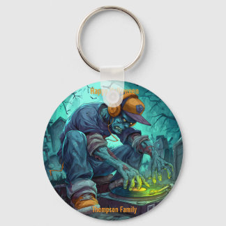 Zombie DJ Rave Halloween Party Vibes Key Ring