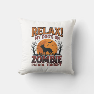 Zombie Dog Patrol Vintage Halloween Shirt Design_1 Cushion