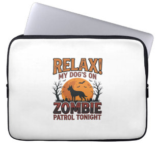 Zombie Dog Patrol Vintage Halloween Shirt Design_1 Laptop Sleeve