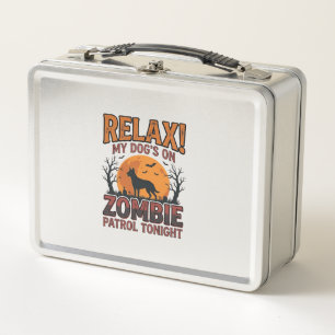 Zombie Dog Patrol Vintage Halloween Shirt Design_1 Metal Lunch Box