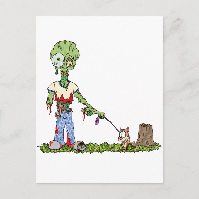 Zombie Dog Walker Postcard (Front)