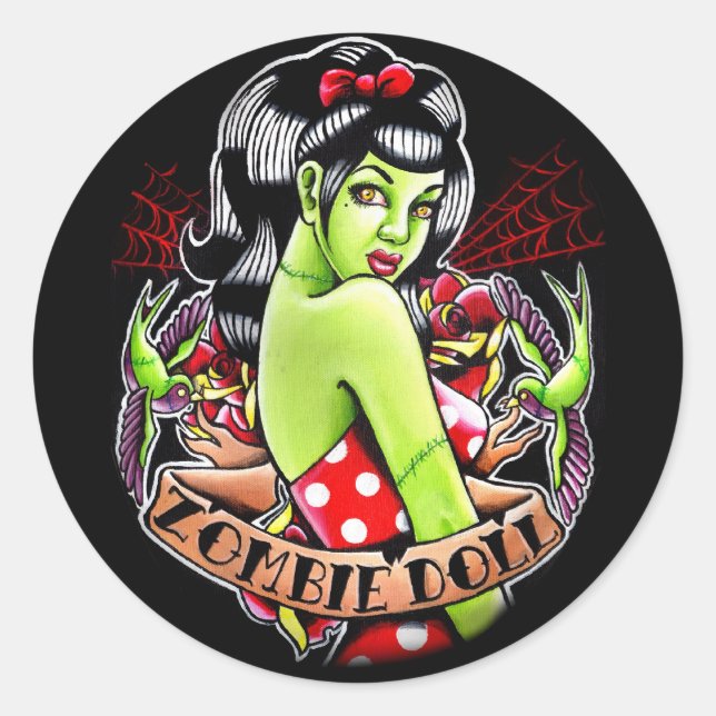 Zombie Doll by Carissa Rose Classic Round Sticker (Front)
