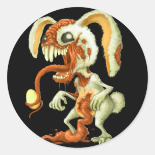 Zombie Easter Bunny Classic Round Sticker