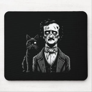 Zombie Edgar Allan Poe The Black Cat Halloween Fun Mouse Pad