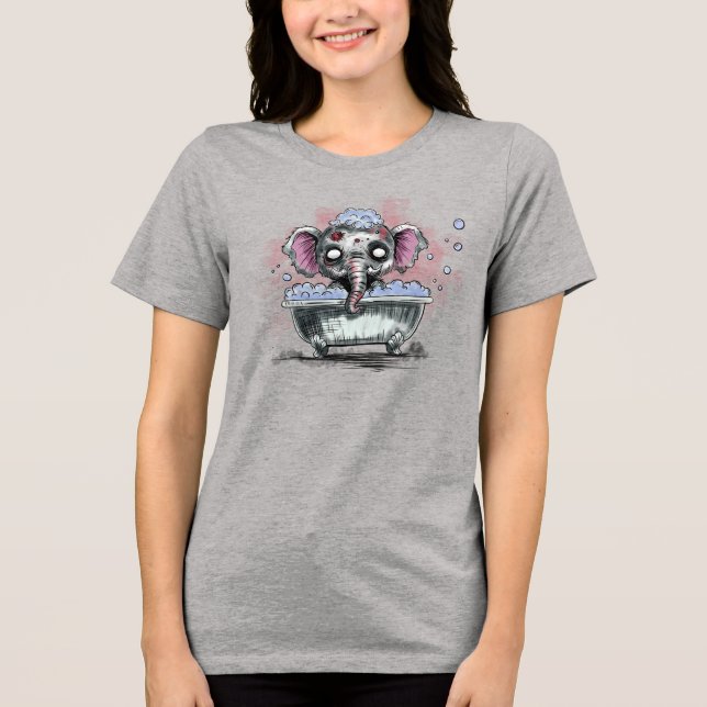 Zombie Elephant in a Bathtub Tri-Blend Shirt (Front)