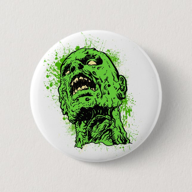Zombie face 6 cm round badge (Front)