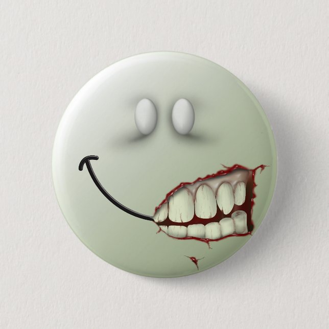 Zombie Face 6 Cm Round Badge (Front)