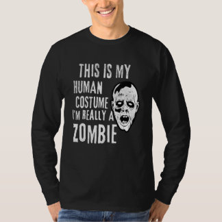 Zombie Face Lazy Halloween Costume T-Shirt