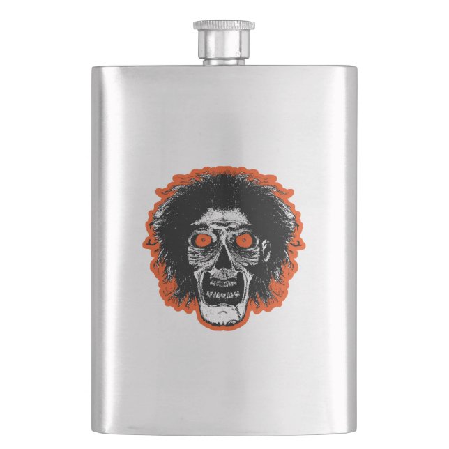 Zombie Face Orange Hip Flask (Front)