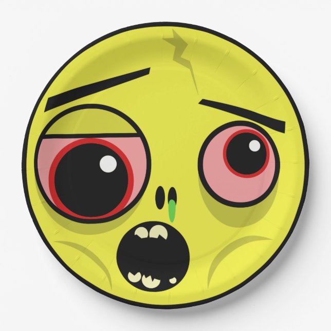 Zombie Face Paper Plate (Front)